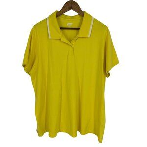 Lands End Womens Polo Shirt Yellow Cotton Blend Short Sleeve Size 3X